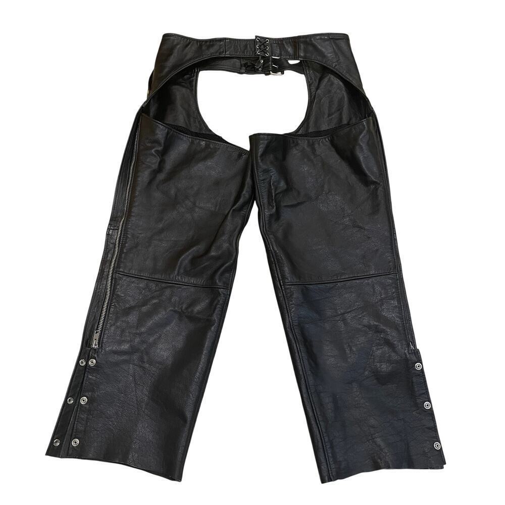Vintage Leather Motorcycle Chaps | YKK Zippers, Mesh Lined, Adjustable Waist